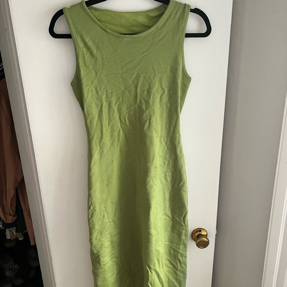 Green midi length dress with open back